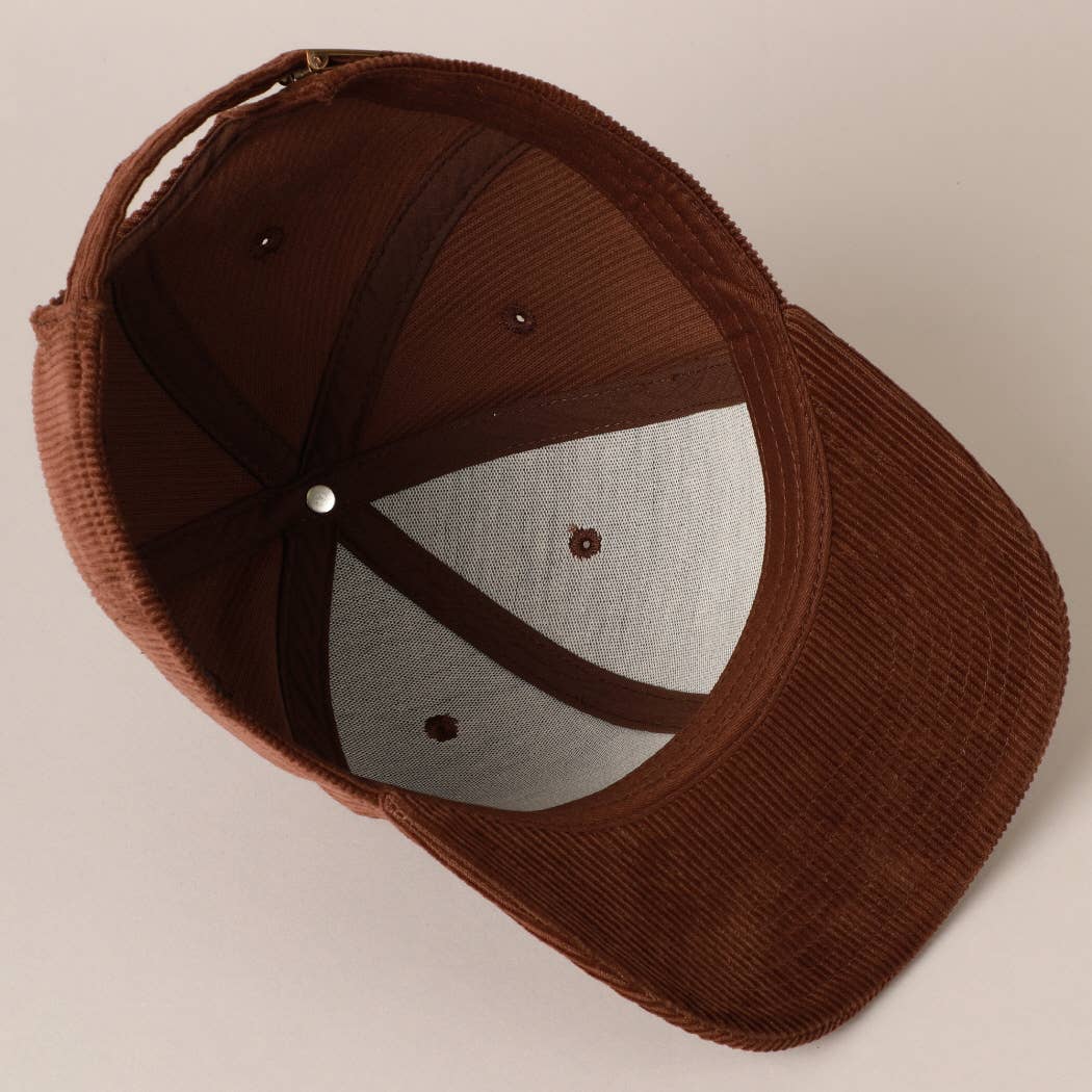 Plain Cotton Corduroy Adjustable Structured Baseball Cap