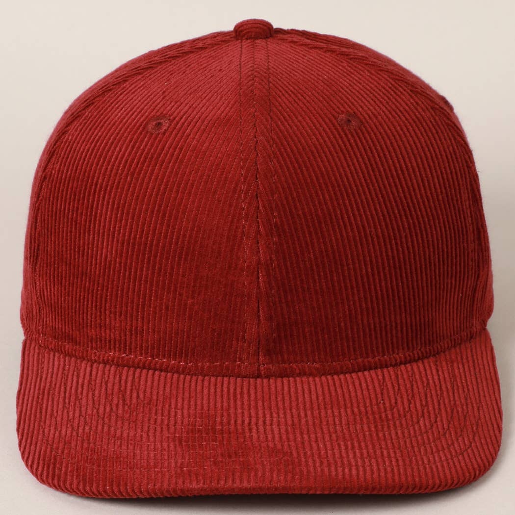 Plain Cotton Corduroy Adjustable Structured Baseball Cap