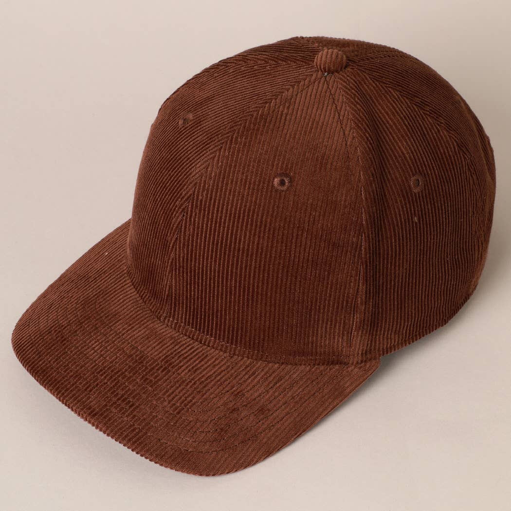 Plain Cotton Corduroy Adjustable Structured Baseball Cap