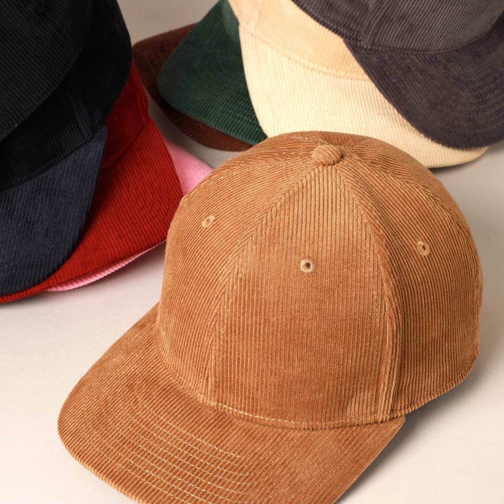 Plain Cotton Corduroy Adjustable Structured Baseball Cap