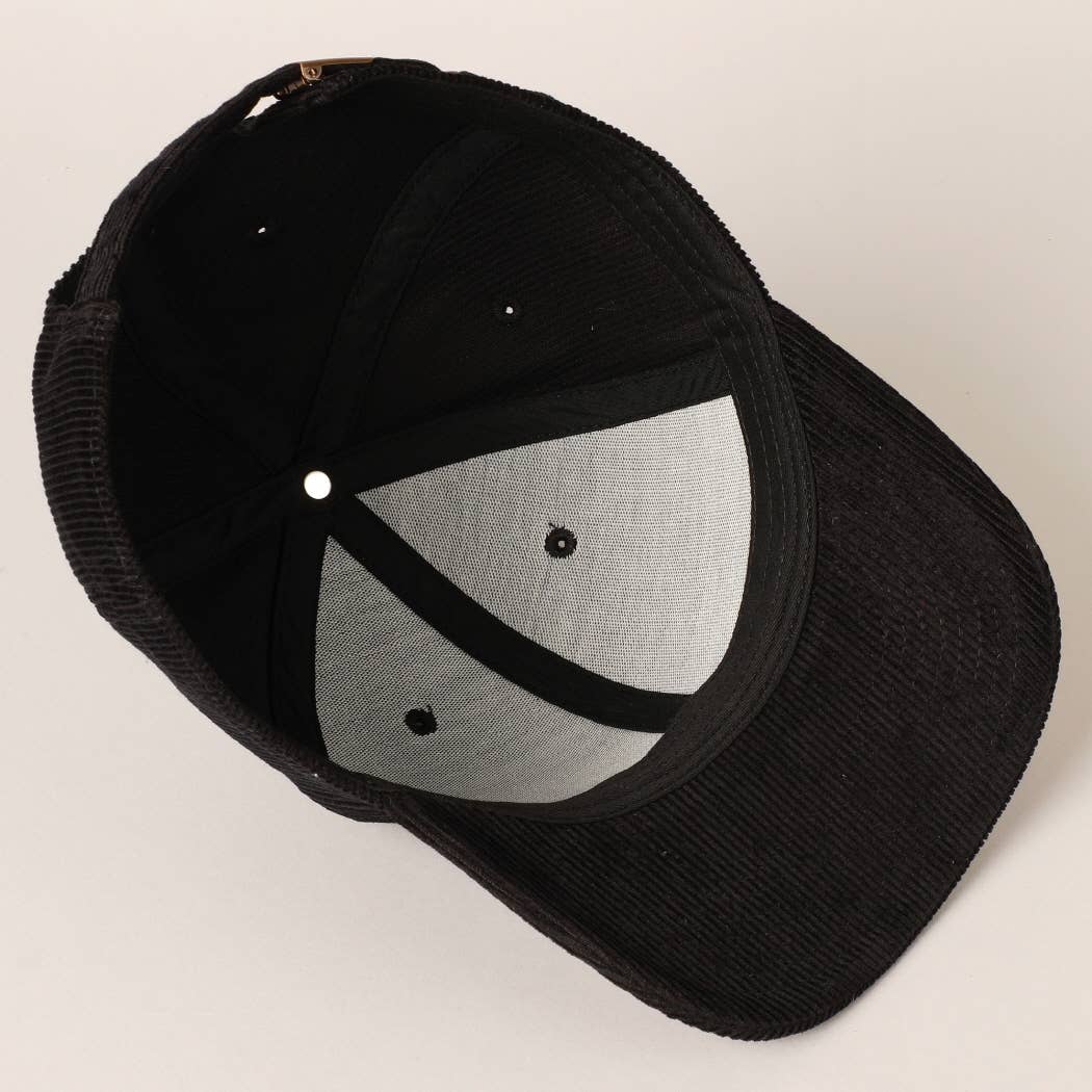 Plain Cotton Corduroy Adjustable Structured Baseball Cap