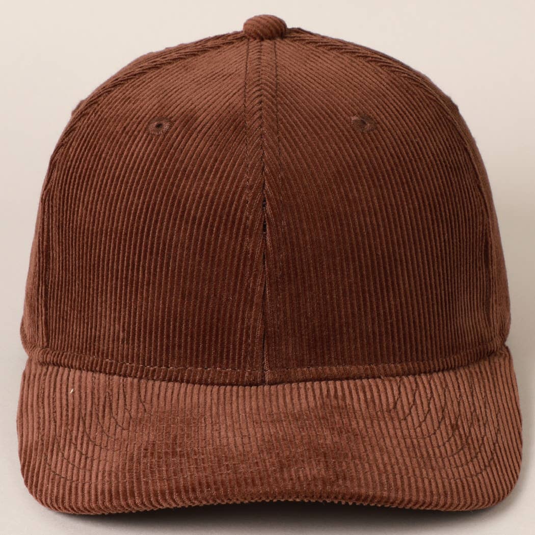 Plain Cotton Corduroy Adjustable Structured Baseball Cap