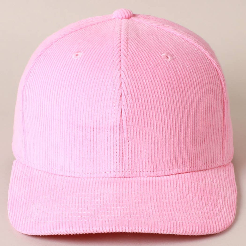 Plain Cotton Corduroy Adjustable Structured Baseball Cap