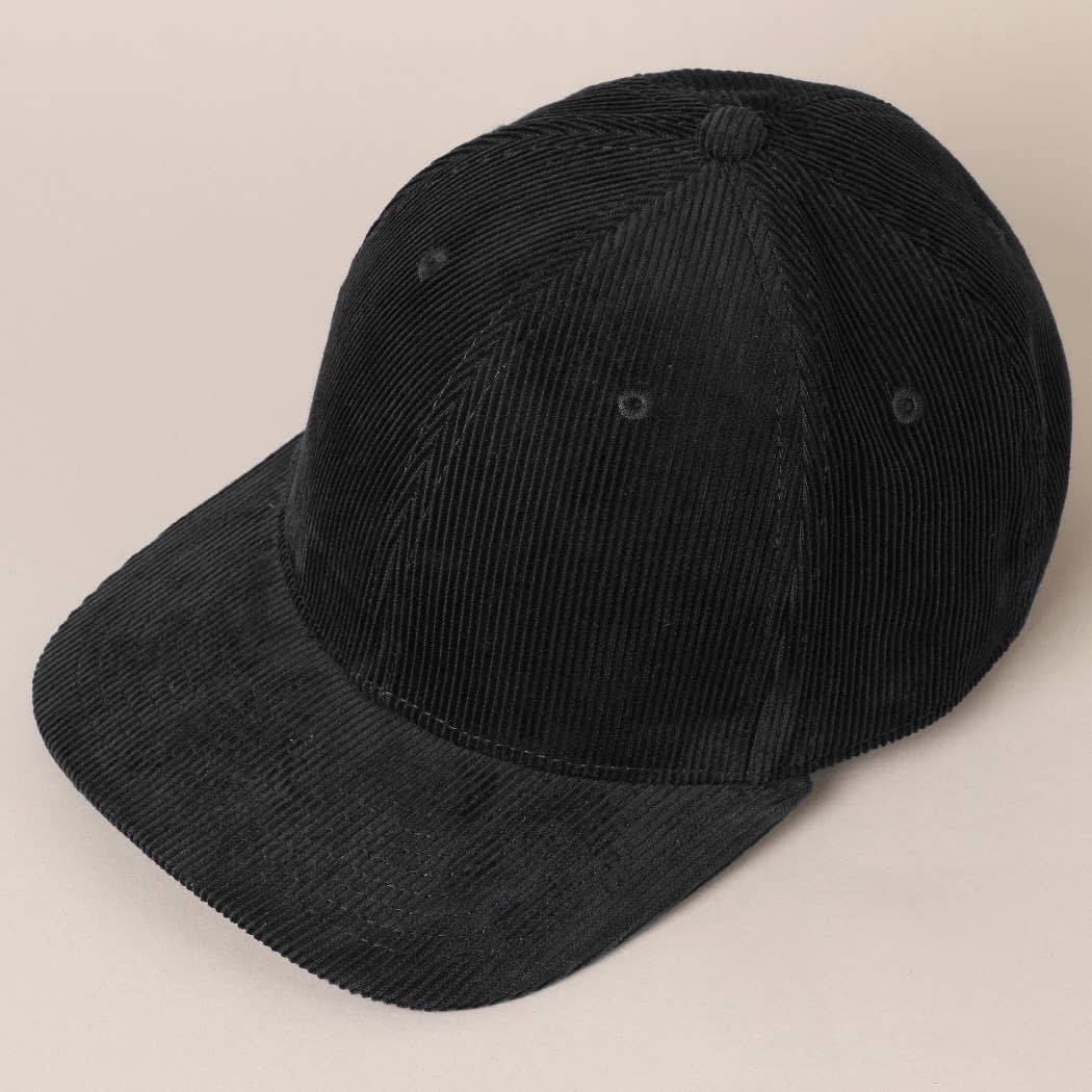 Plain Cotton Corduroy Adjustable Structured Baseball Cap