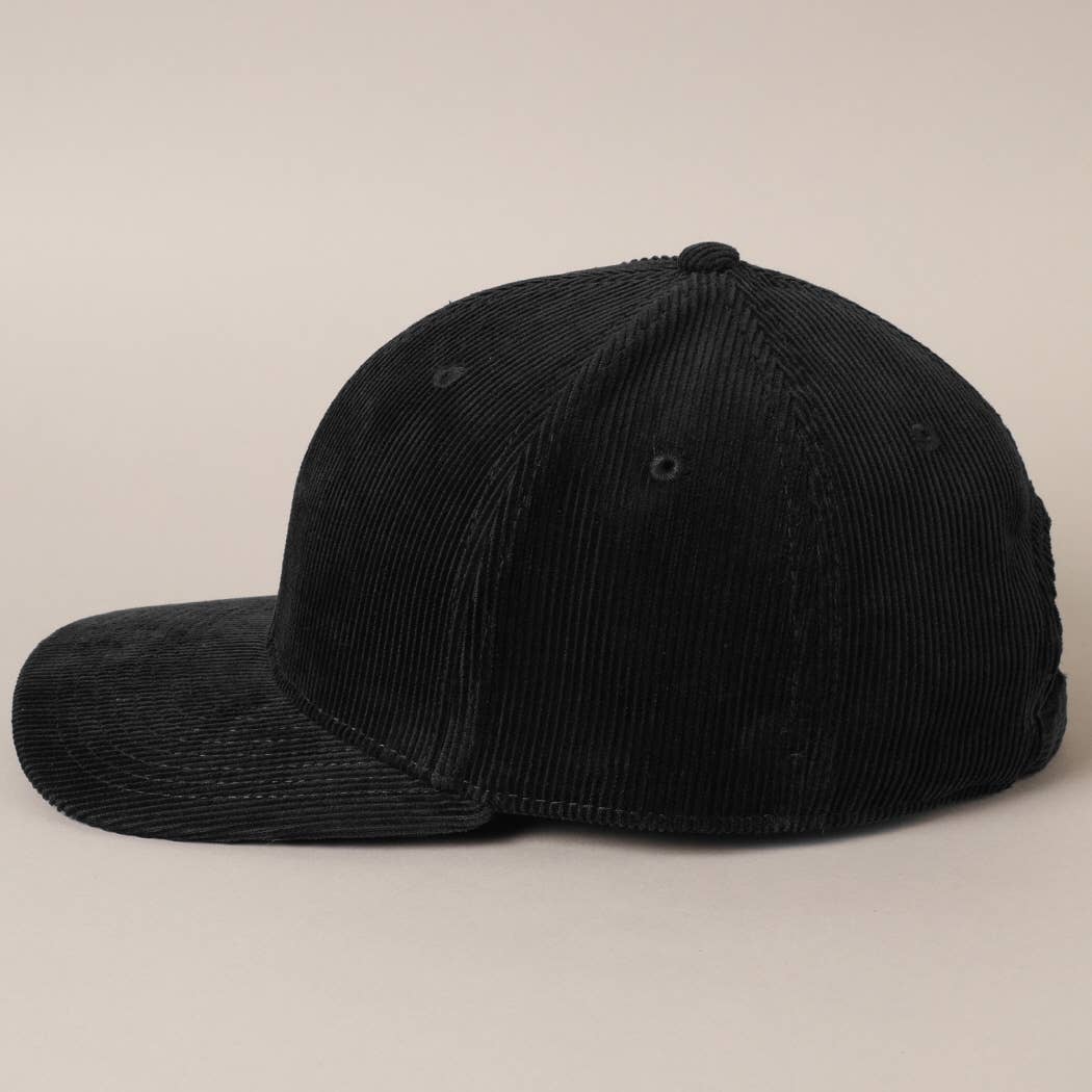 Plain Cotton Corduroy Adjustable Structured Baseball Cap