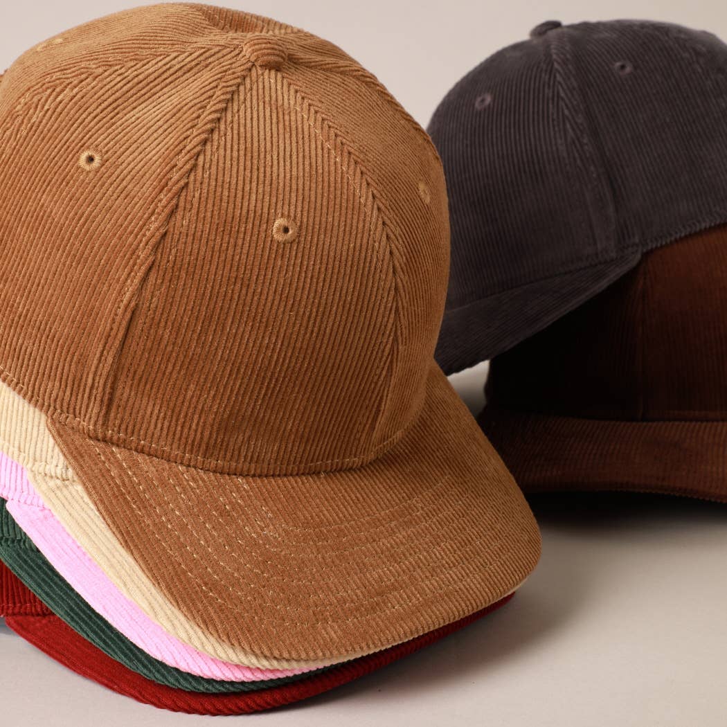 Plain Cotton Corduroy Adjustable Structured Baseball Cap