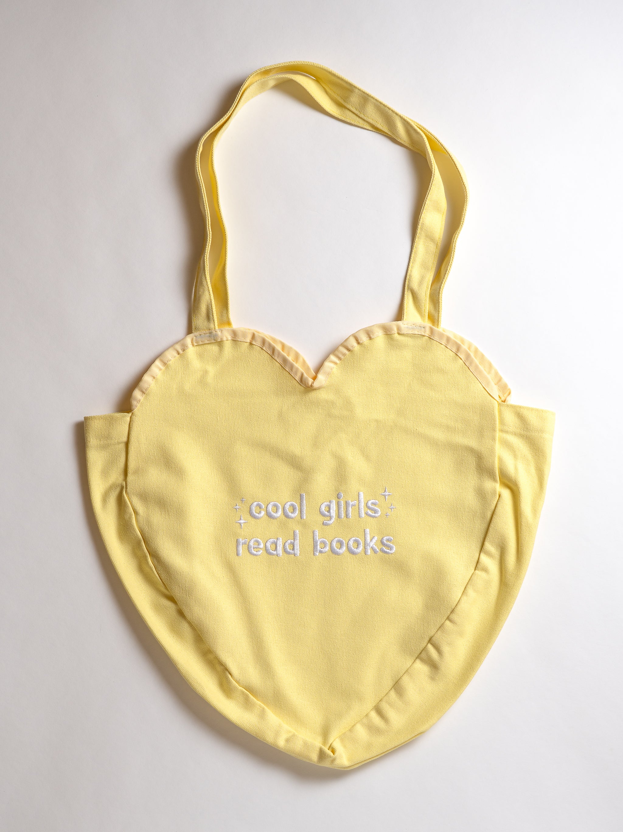 Cool Girls Read Books Heart Tote - Yellow
