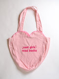 Cool Girls Read Books Heart Tote - Pink