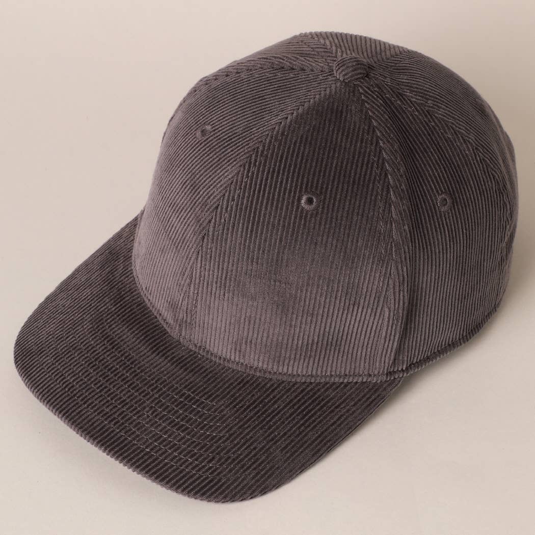Plain Cotton Corduroy Adjustable Structured Baseball Cap