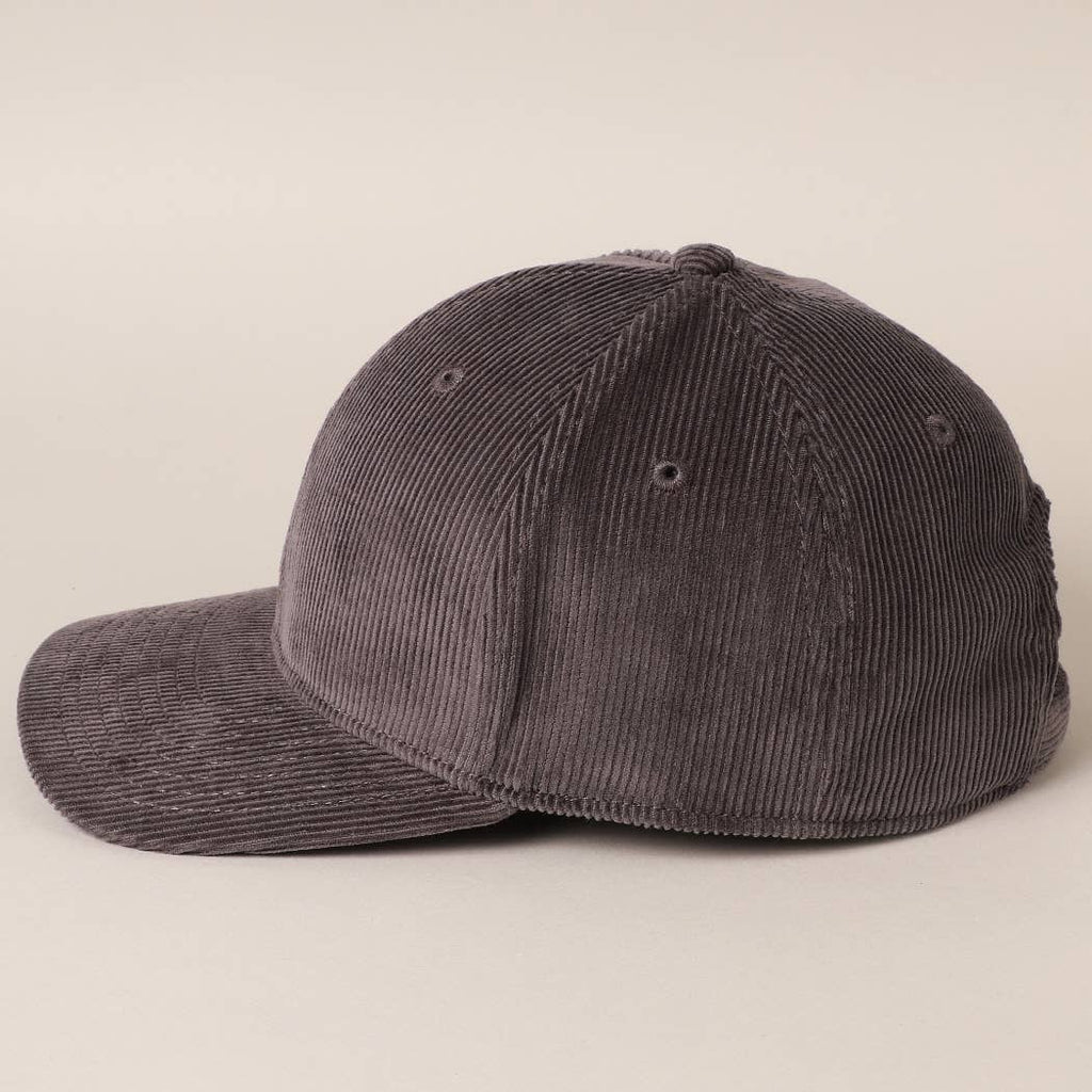 Plain Cotton Corduroy Adjustable Structured Baseball Cap