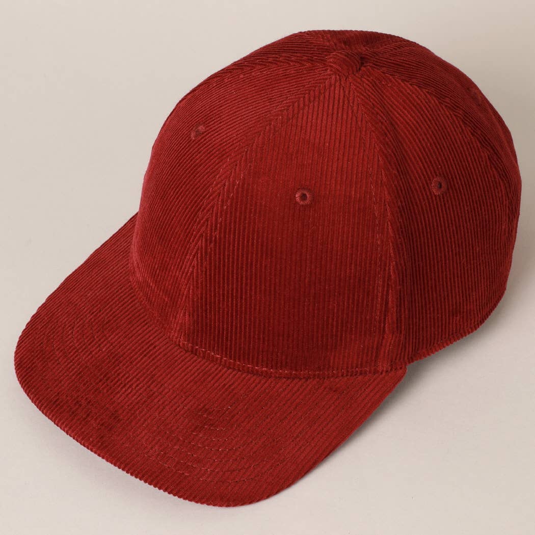 Plain Cotton Corduroy Adjustable Structured Baseball Cap